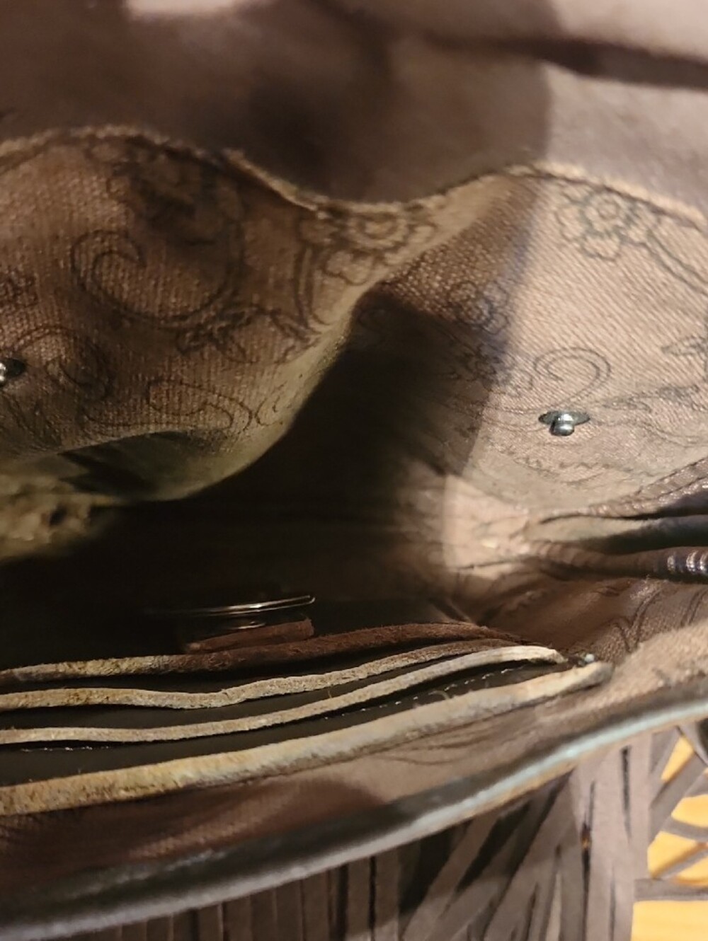 Montana West Brown Tooled Leather Crossbody with Turquoise Inlay & Fringe - Picture 2 of 5